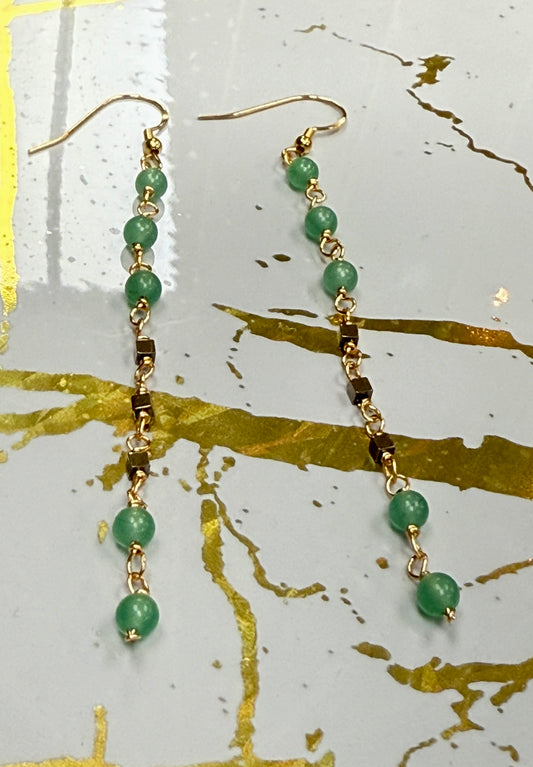 Enhanced Green Aventurine & Pyrite Earrings Collection