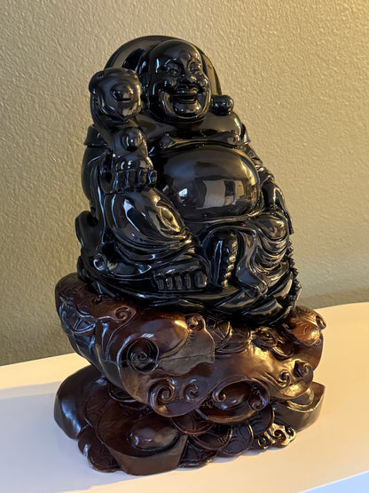 Master-Carved Rainbow Obsidian Buddha
