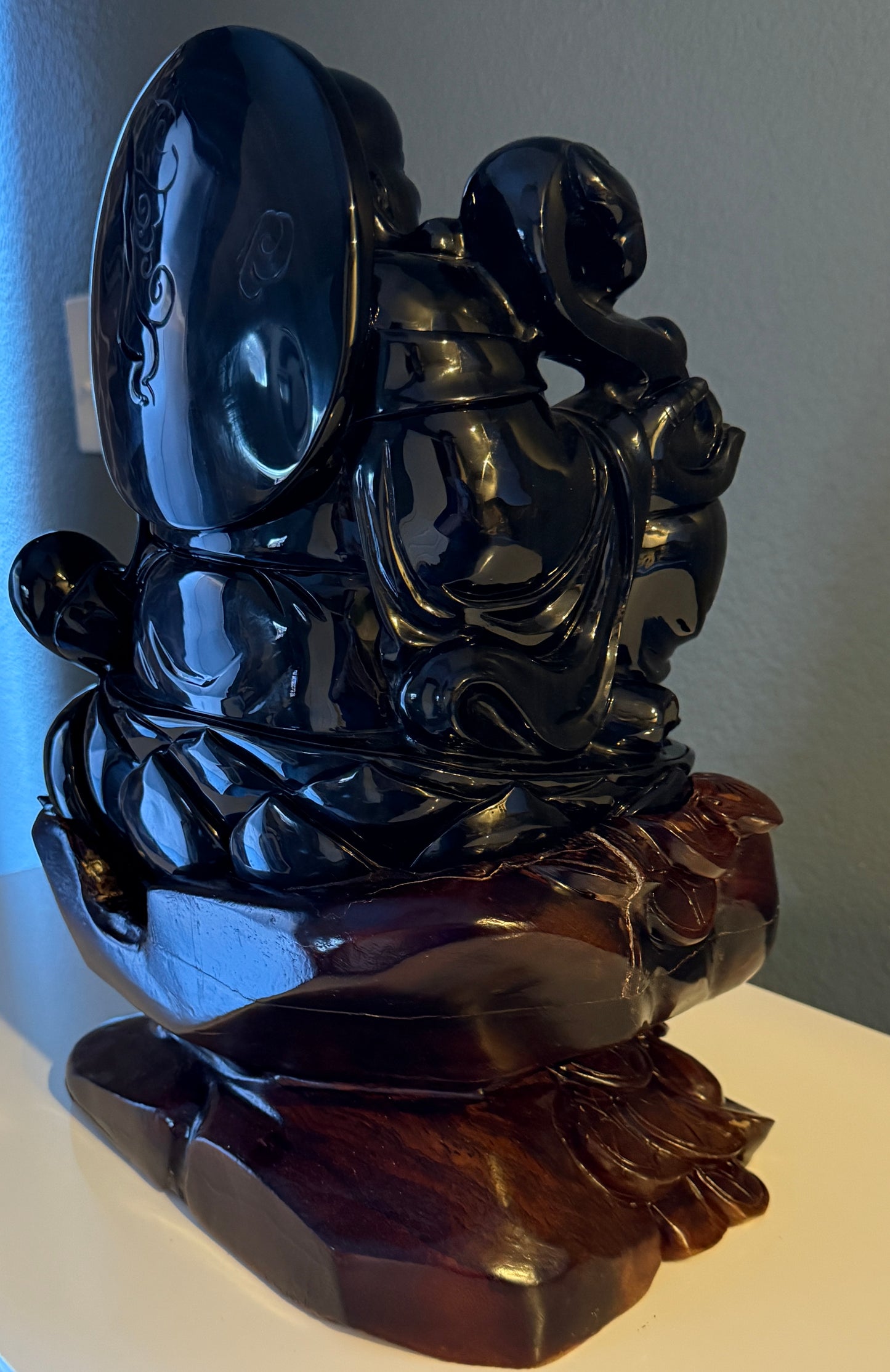 Master-Carved Rainbow Obsidian Buddha