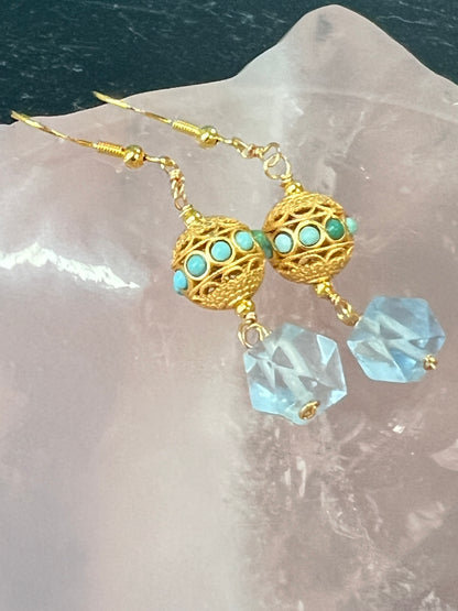 Desert Dreams Bold Earrings - Aquamarine and Turquoise