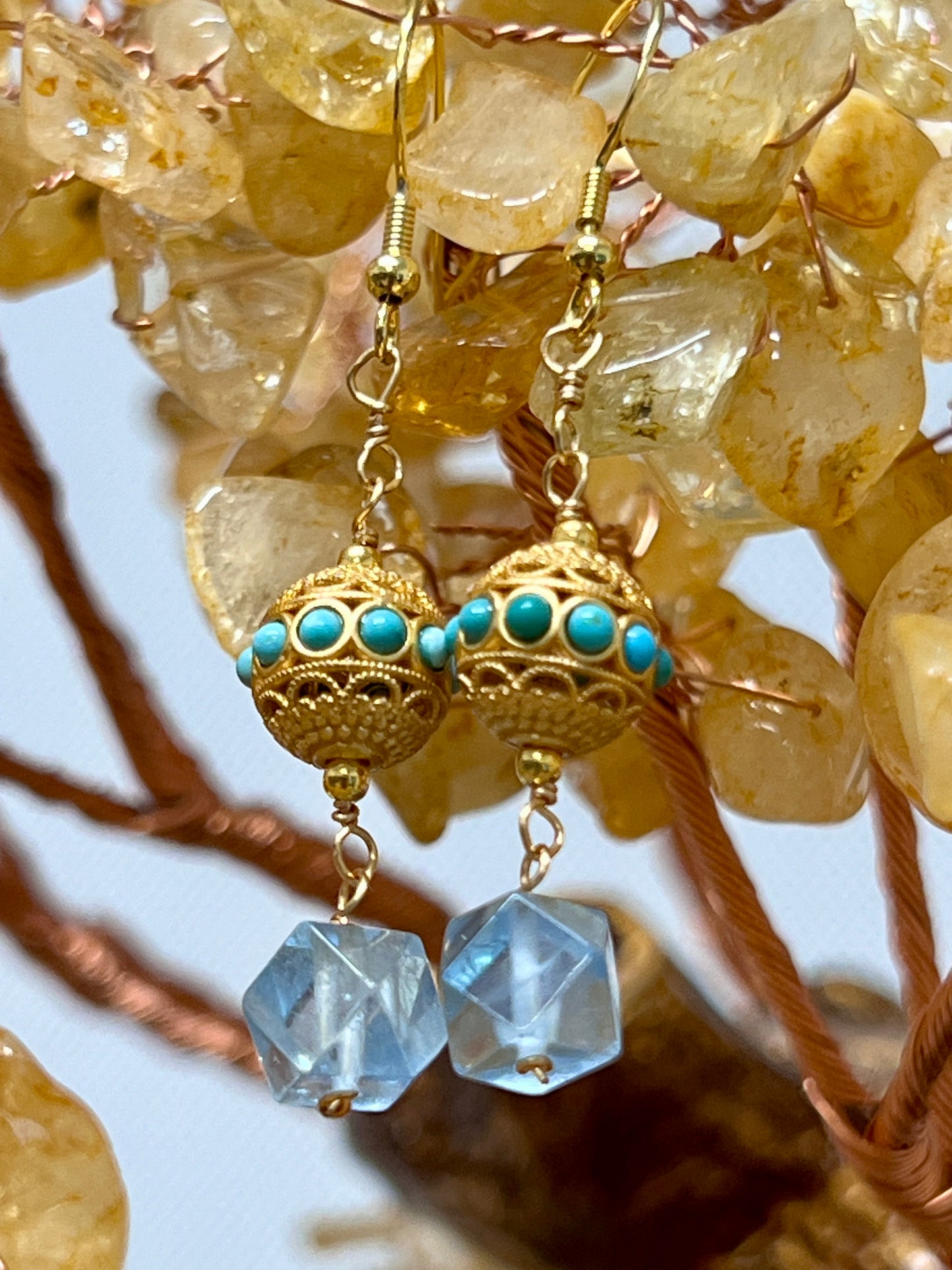 Desert Dreams Bold Earrings - Aquamarine and Turquoise