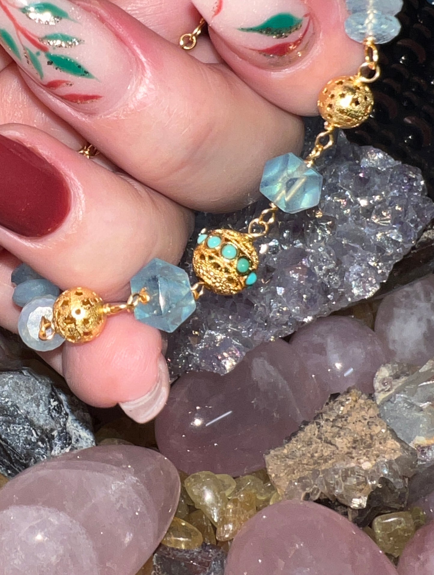 Desert Dream Bold Women's Bracelet - Aquamarine and Turquoise