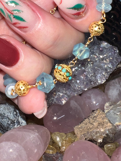 Desert Dream Bold Women's Bracelet - Aquamarine and Turquoise