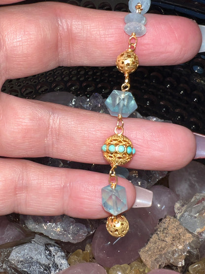 Desert Dream Bold Women's Bracelet - Aquamarine and Turquoise
