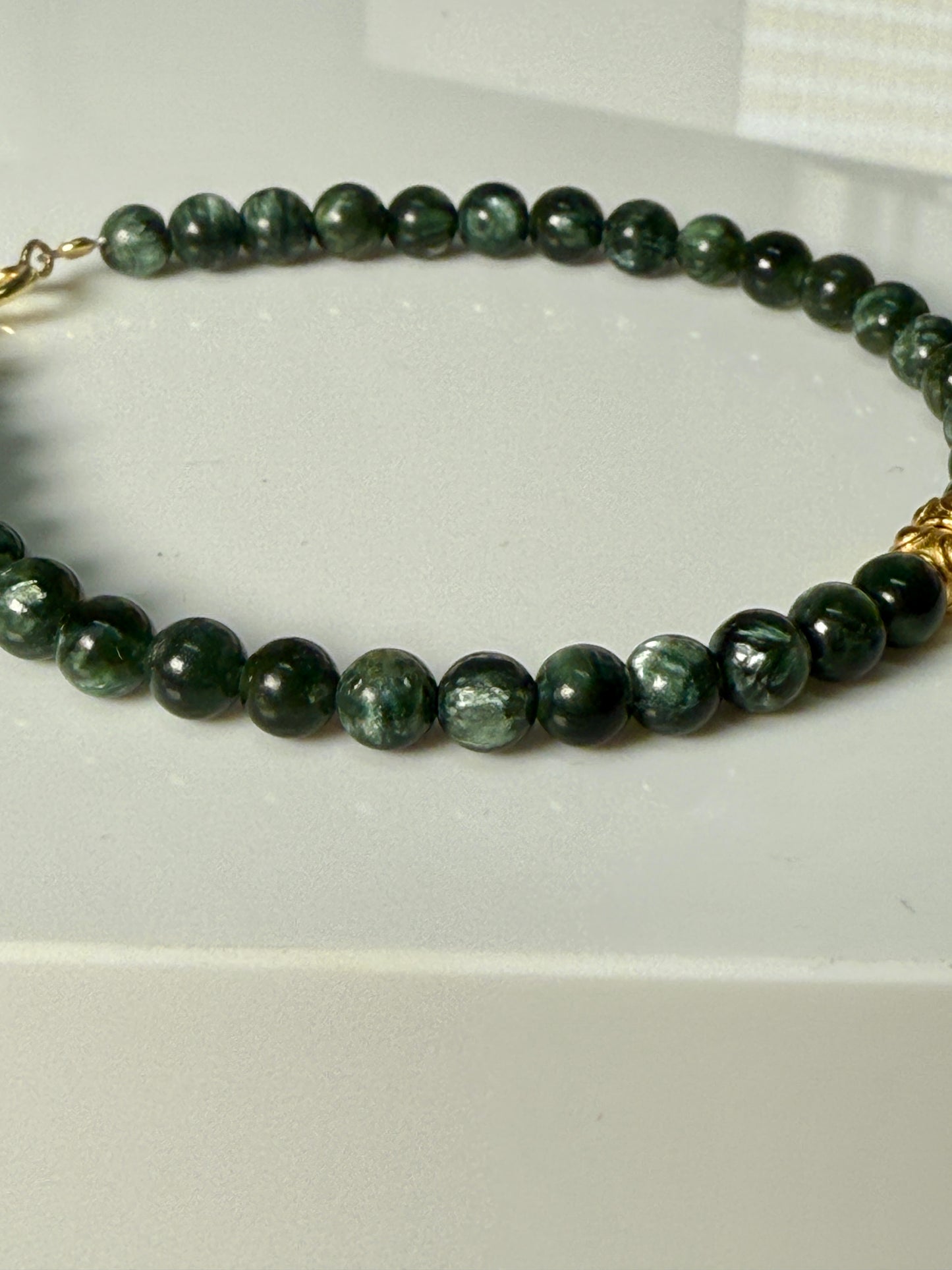 Seraphinite Gold Plated 925 Silver Adjustable Bracelet