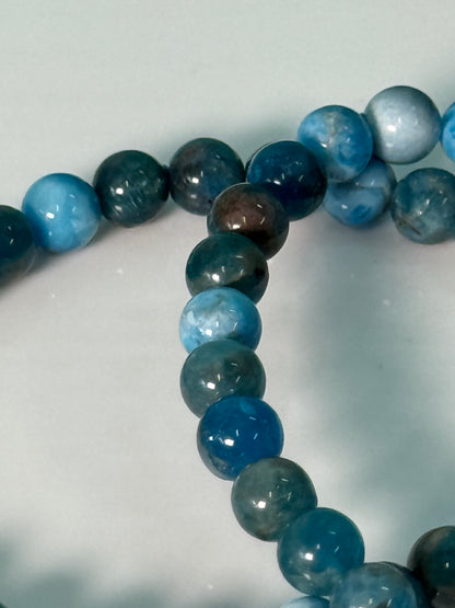 Gift Set: Blue Apatite Bracelet + Crystal Penguin Carving