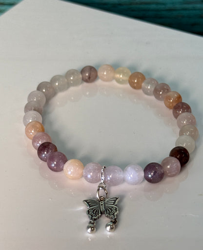Gift Set: Purple Aventurine + 925 Silver Butterfly Charm