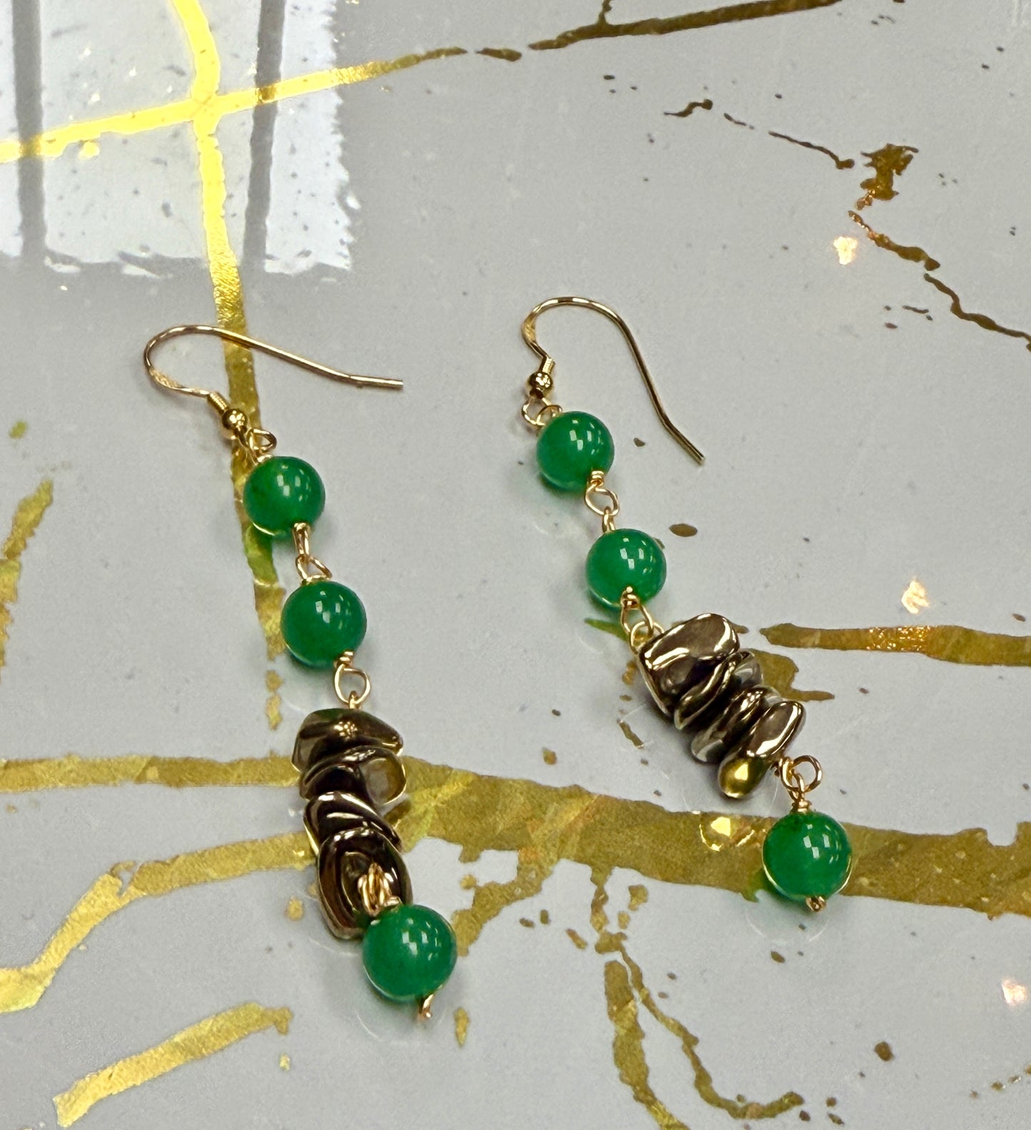 Enhanced Green Aventurine & Pyrite Earrings Collection