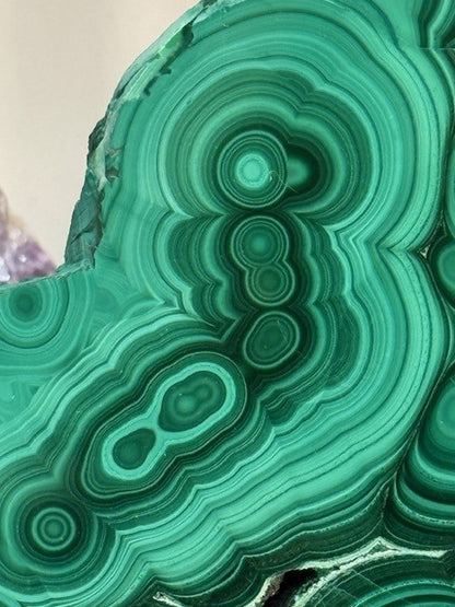 Collector’s Malachite Slab on Copper Stand