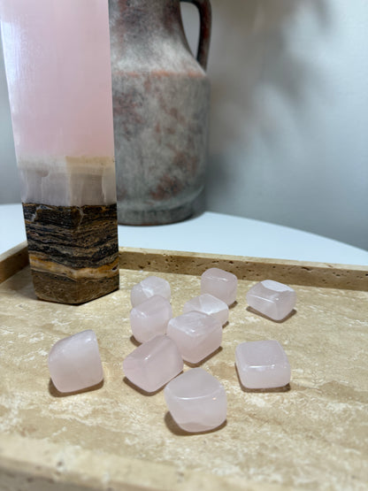 Mangano Calcite Tumbles • Soft Pink by Day • Brilliant Pink Under UV
