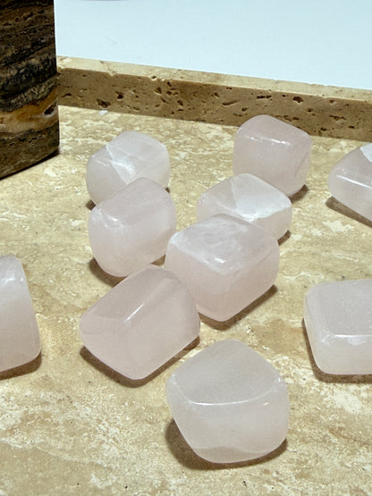 Mangano Calcite Tumbles • Soft Pink by Day • Brilliant Pink Under UV