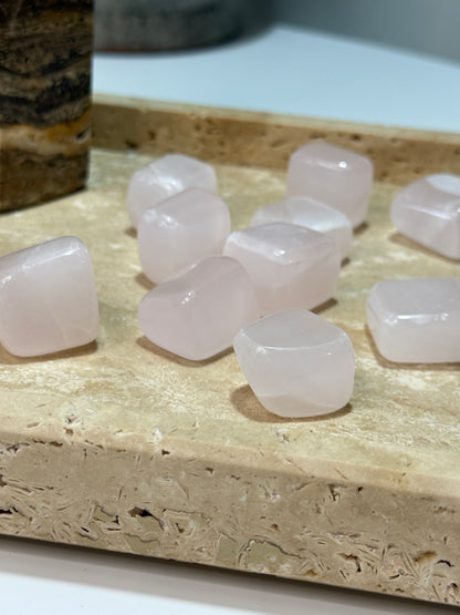 Mangano Calcite Tumbles • Soft Pink by Day • Brilliant Pink Under UV