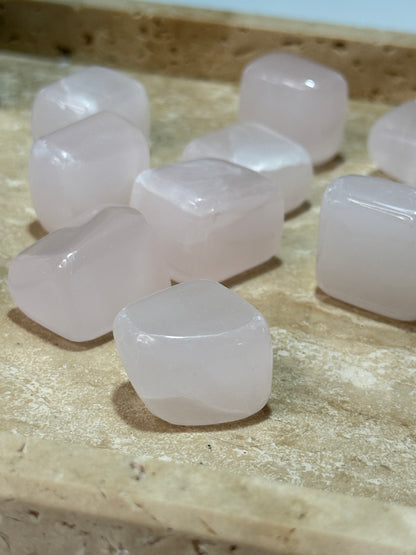 Mangano Calcite Tumbles • Soft Pink by Day • Brilliant Pink Under UV